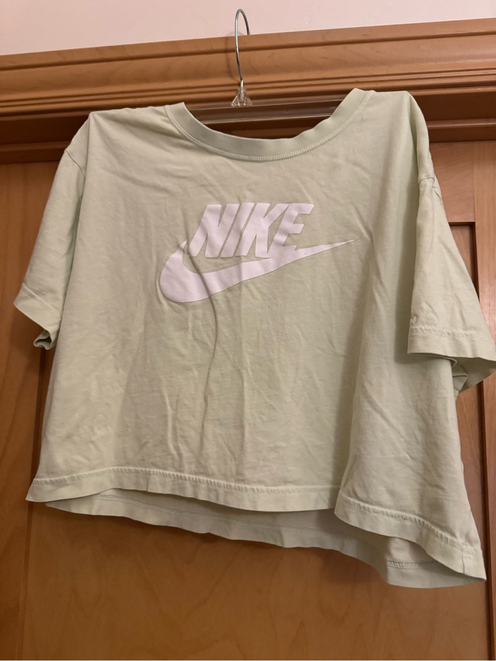 Nike Women's Pale Green Logo Crop Tee